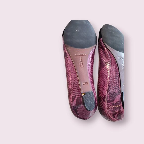 Cole Haan Air Women's Purple Snakeskin Style Peep Toe Wedge Pump Sz 10.5 B‎ - Picture 6 of 9